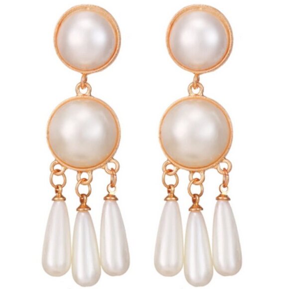 Boho Big Pearl drop Tassel Earrings gypsy - Picture 5 of 8